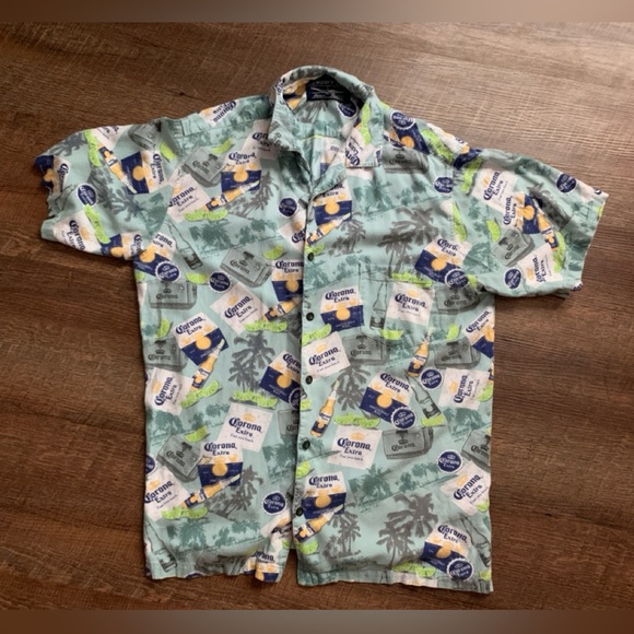 Newport Blue Corona Extra Hawaiian tropical shirt beer vacation men’s sz L EUC - Picture 2 of 10
